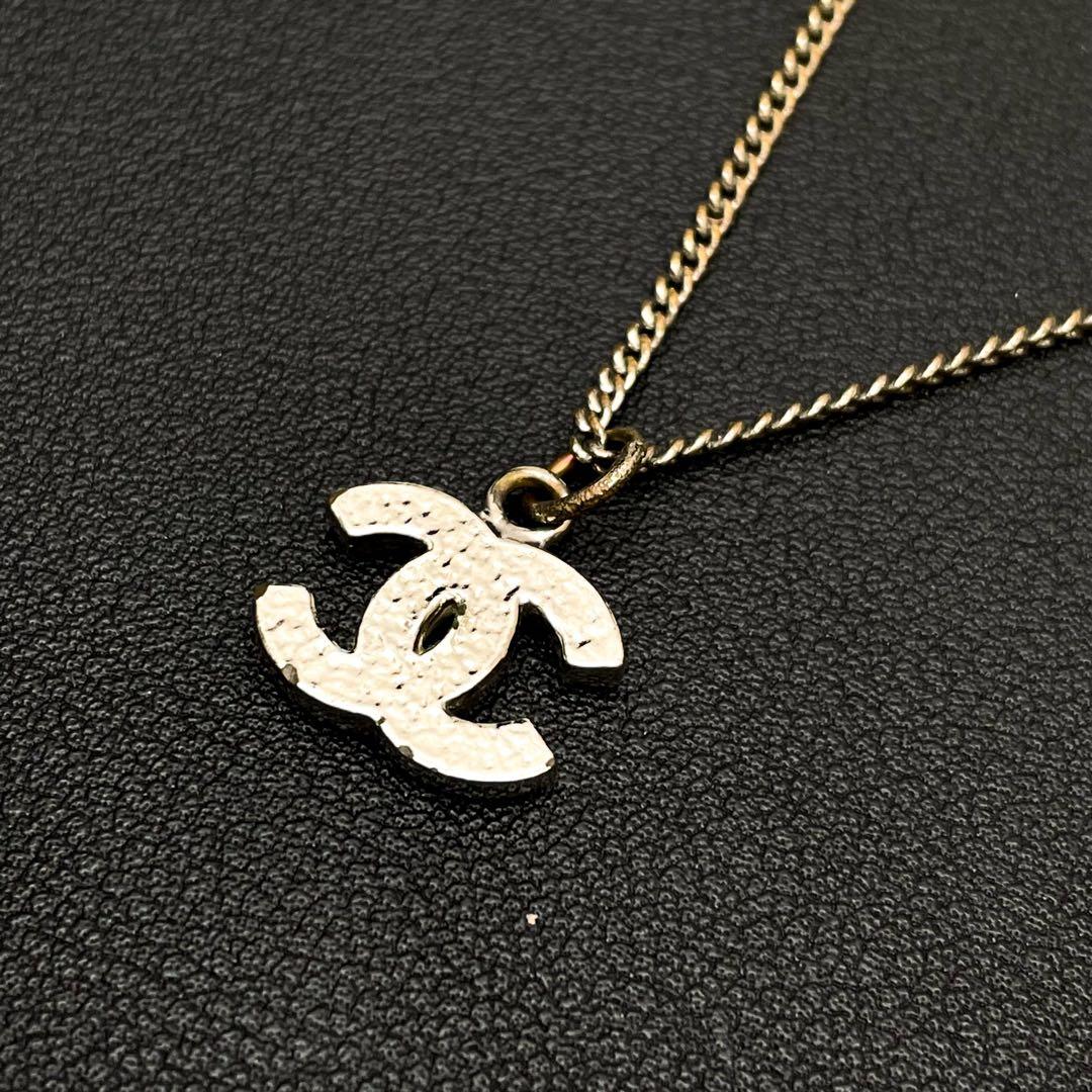 Chanel CC Logo Necklace Rhinestone Icon Silver Coco — view 3