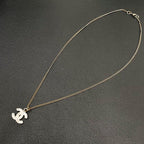 Chanel CC Logo Necklace Rhinestone Icon Silver Coco — view 4