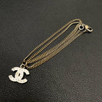 Chanel CC Logo Necklace Rhinestone Icon Silver Coco — view 7