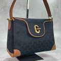 Gucci GG Handbag Black Brown Leather Gold