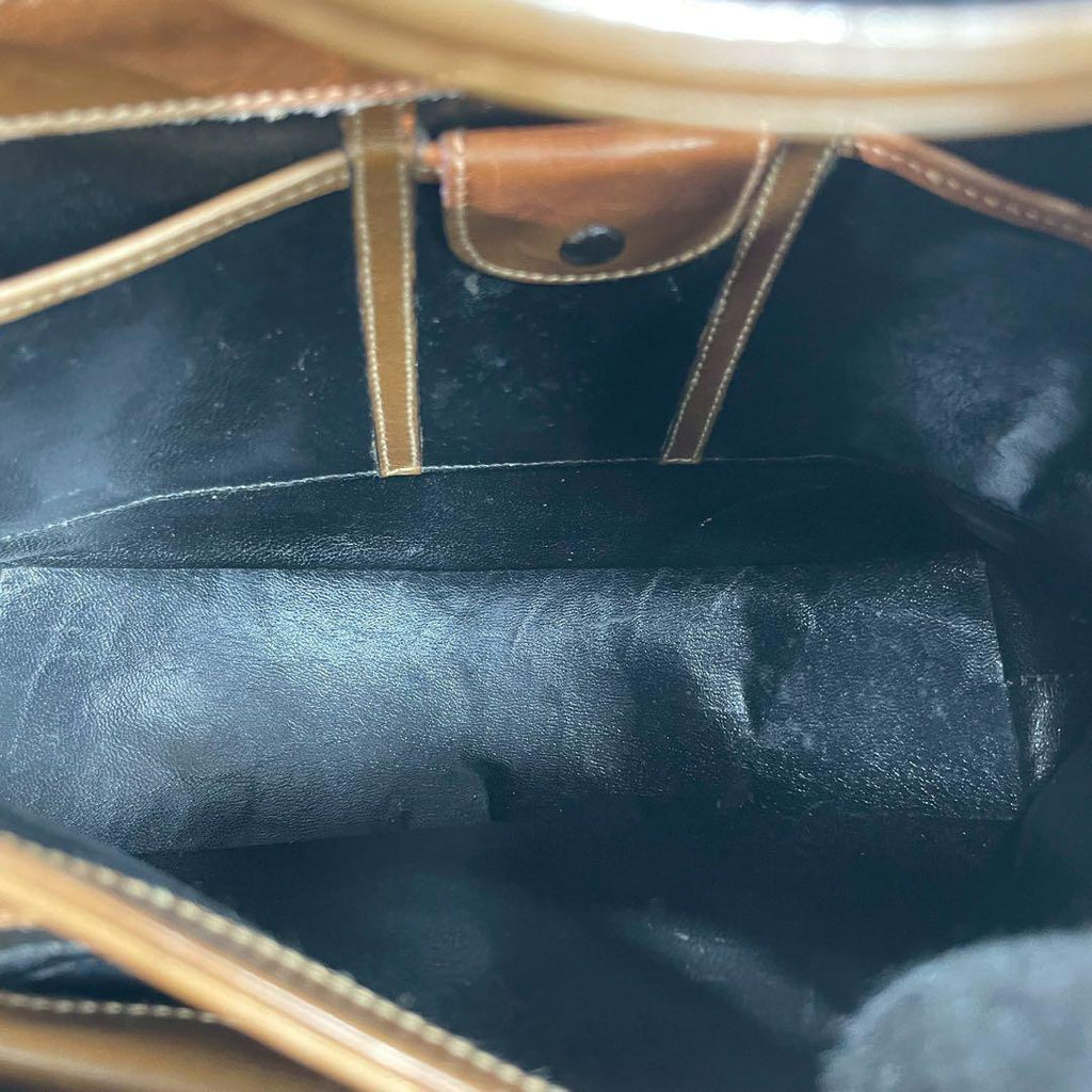 Gucci GG Handbag Black Brown Leather Gold — view 7