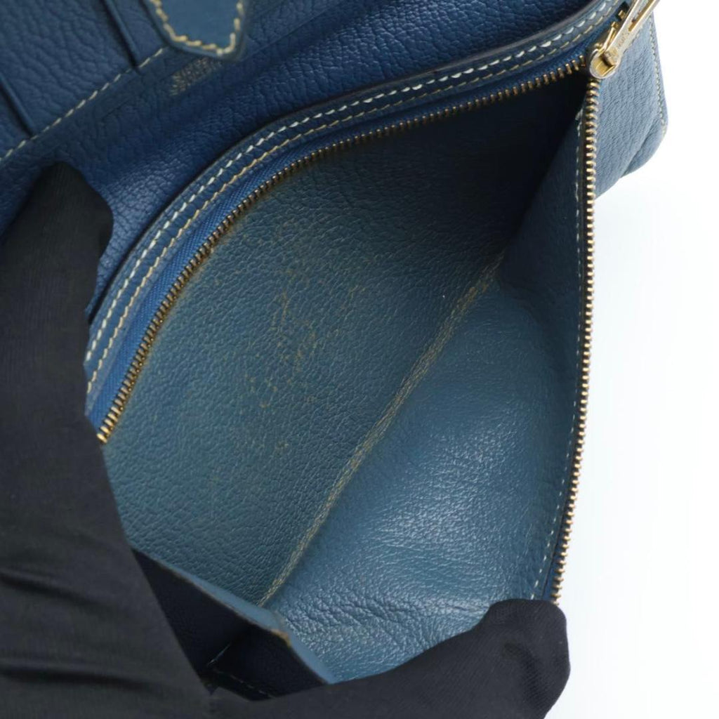 Hermes Bearn Classic Wallet Chevre Blue Gold — view 5