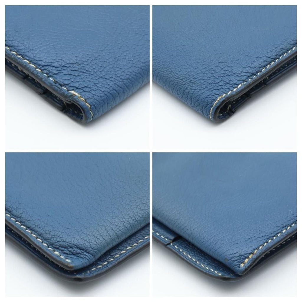 Hermes Bearn Classic Wallet Chevre Blue Gold — view 8