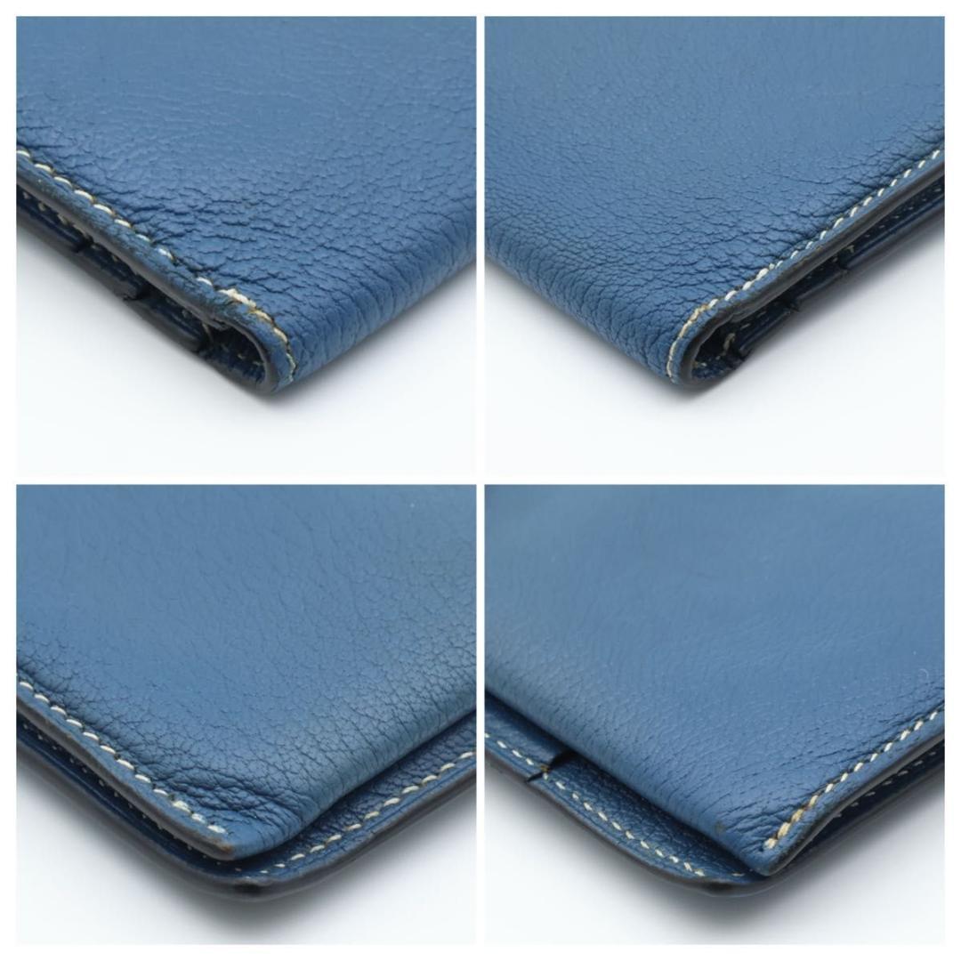 Hermes Bearn Classic Wallet Chevre Blue Gold — view 8