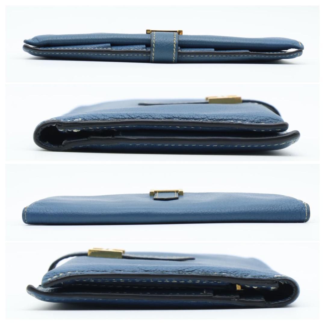 Hermes Bearn Classic Wallet Chevre Blue Gold — view 9