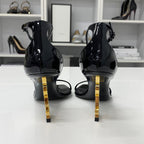 Saint Laurent Opium Patent YSL Logo Sandals Black — view 6