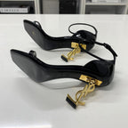 Saint Laurent Opium Patent YSL Logo Sandals Black — view 7