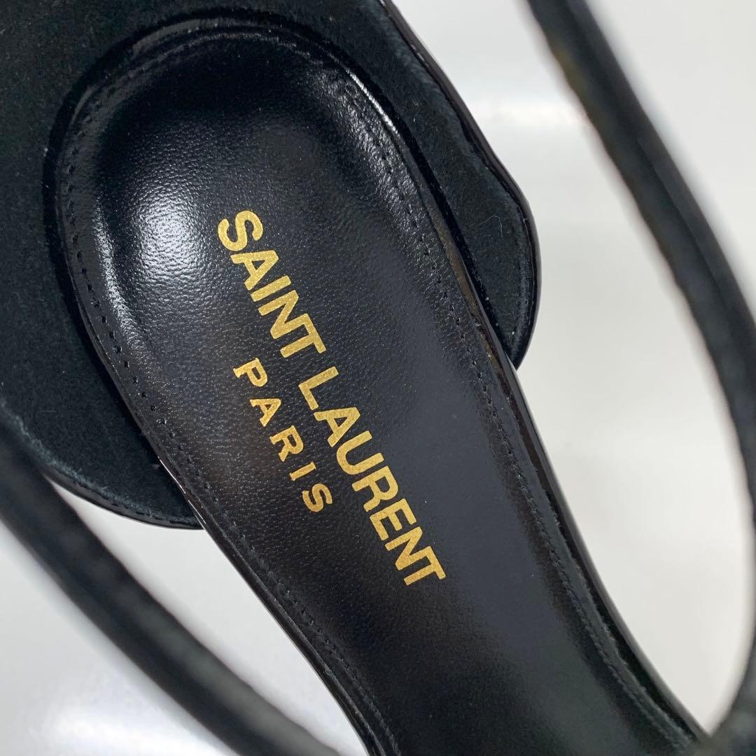 Saint Laurent Opium Patent YSL Logo Sandals Black — view 8