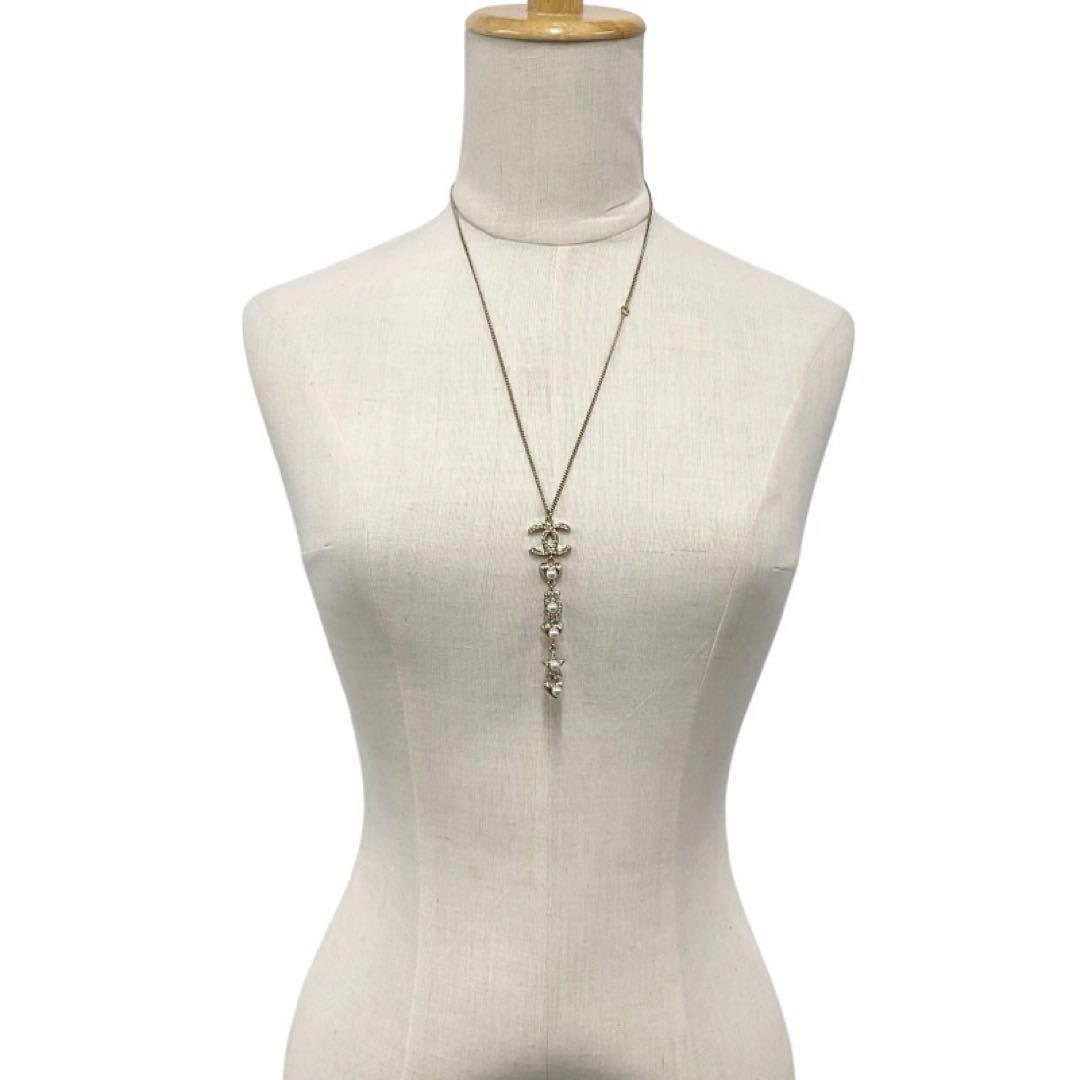 Chanel Necklace Coco Mark Choker Pearl Rhinestone Heart — view 7