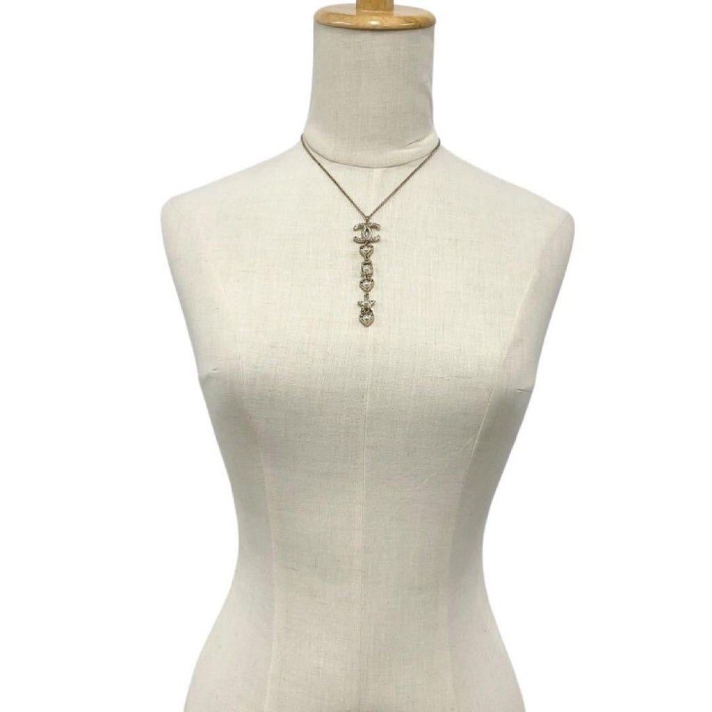 Chanel Necklace Coco Mark Choker Pearl Rhinestone Heart — view 8