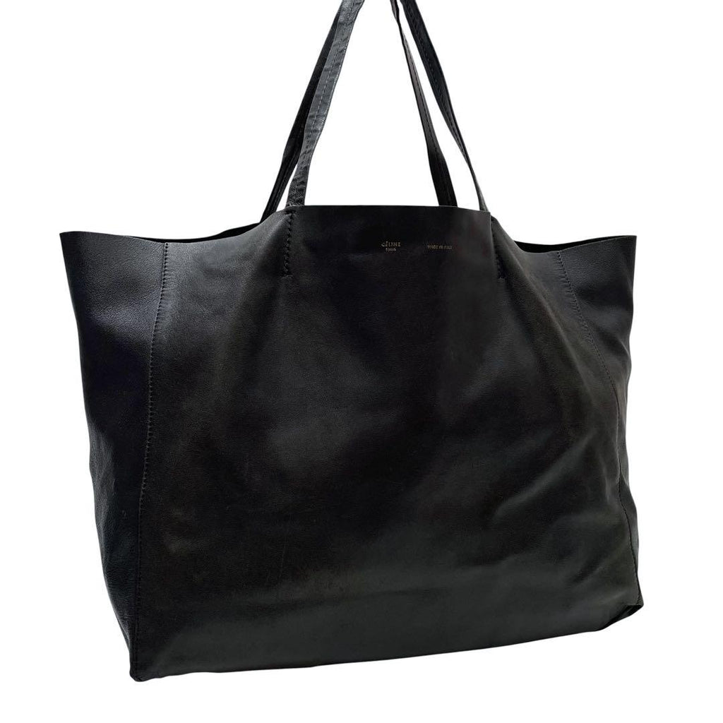 Celine Leather Horizontal Cabas Shoulder Tote Black