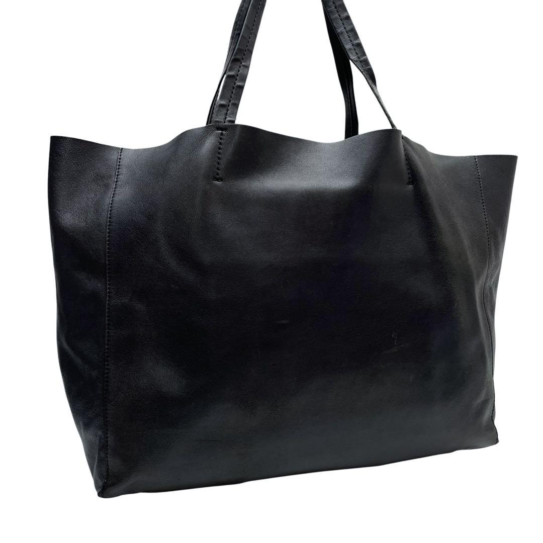 Celine Leather Horizontal Cabas Shoulder Tote Black — view 2