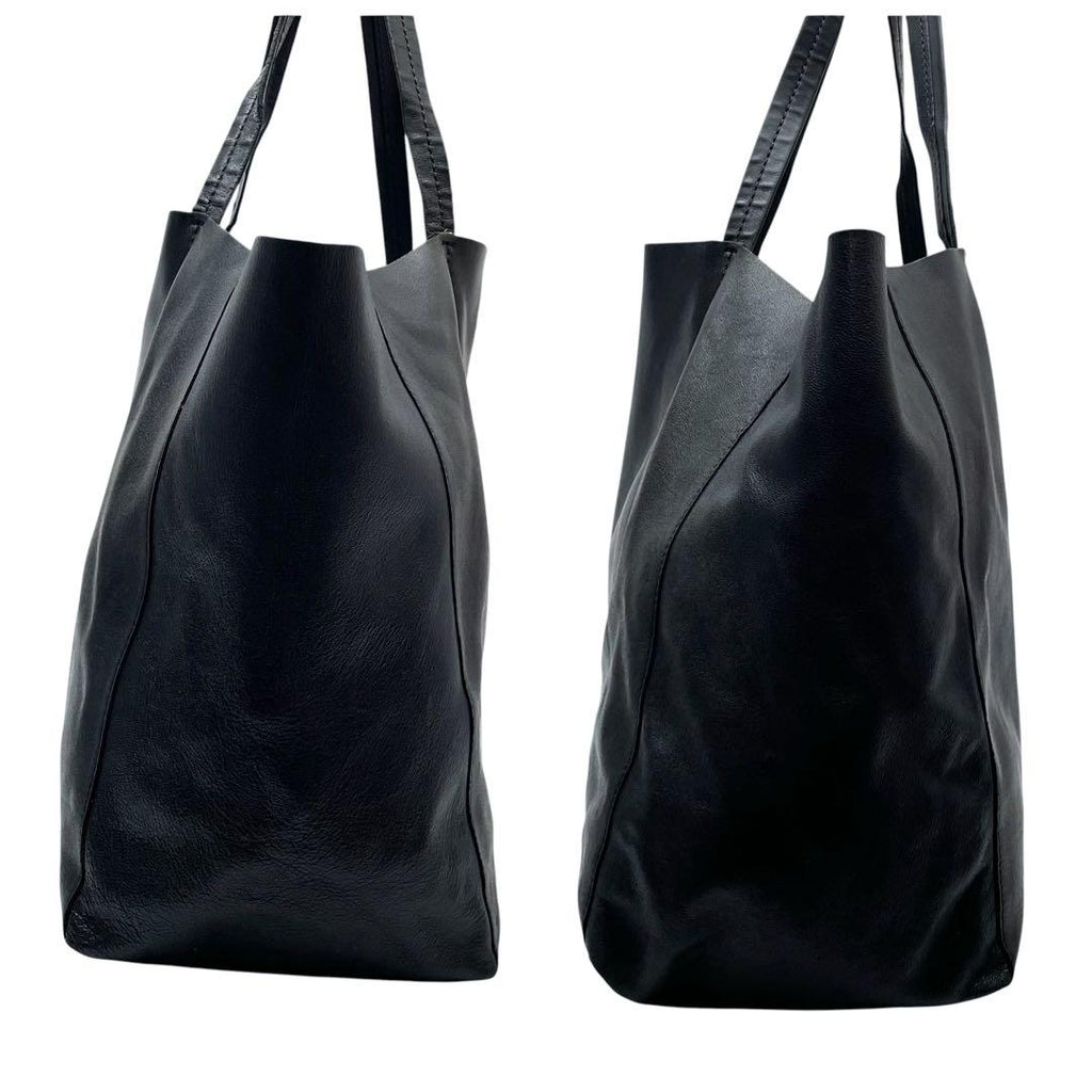 Celine Leather Horizontal Cabas Shoulder Tote Black — view 3