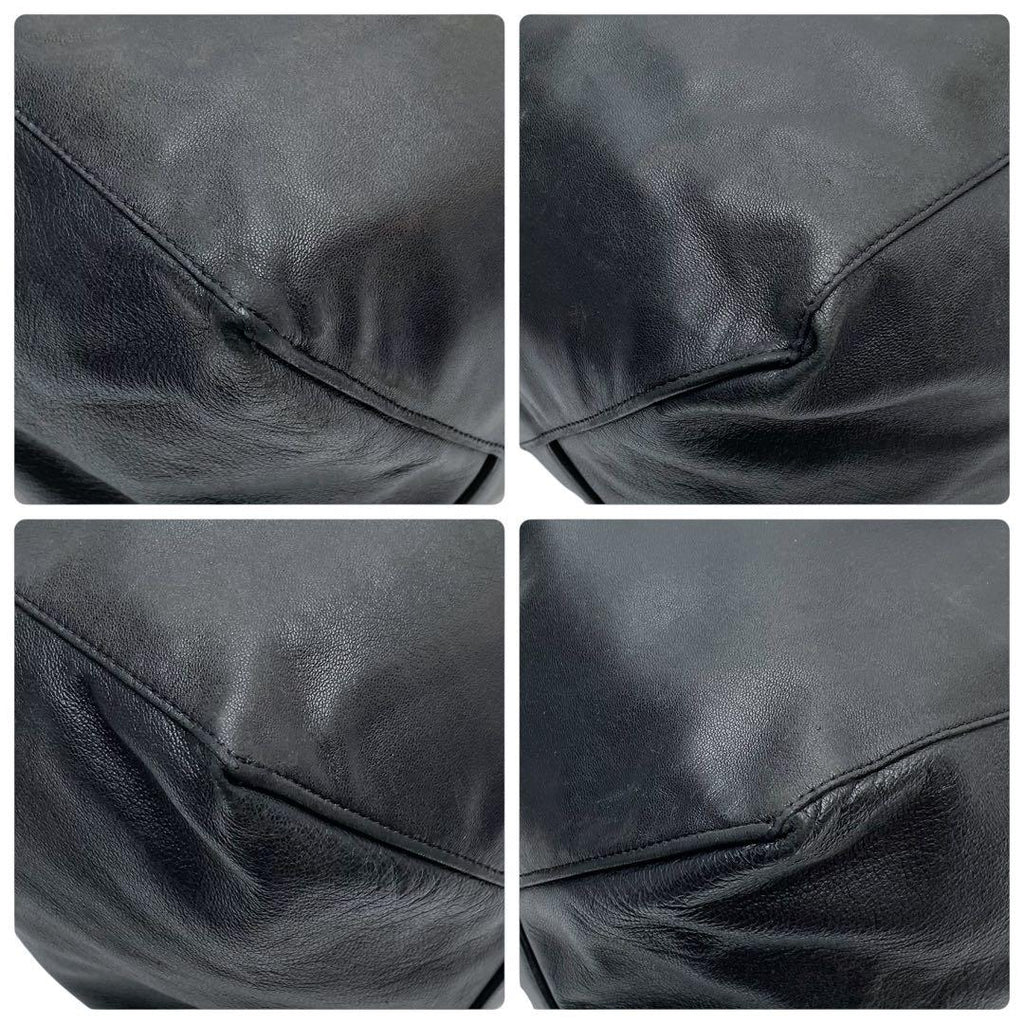 Celine Leather Horizontal Cabas Shoulder Tote Black — view 5