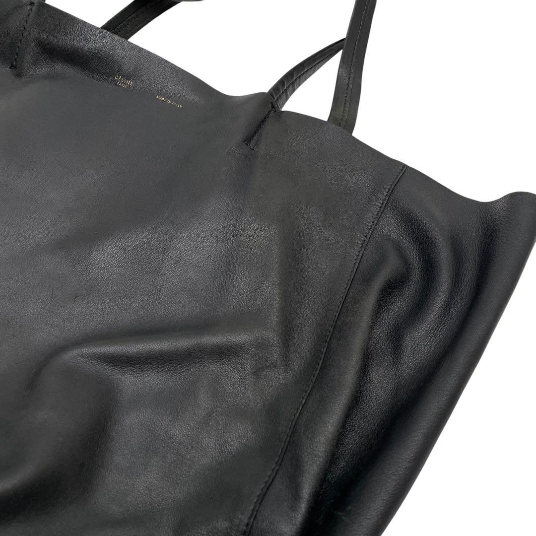 Celine Leather Horizontal Cabas Shoulder Tote Black — view 7