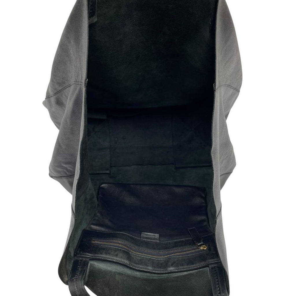 Celine Leather Horizontal Cabas Shoulder Tote Black — view 8