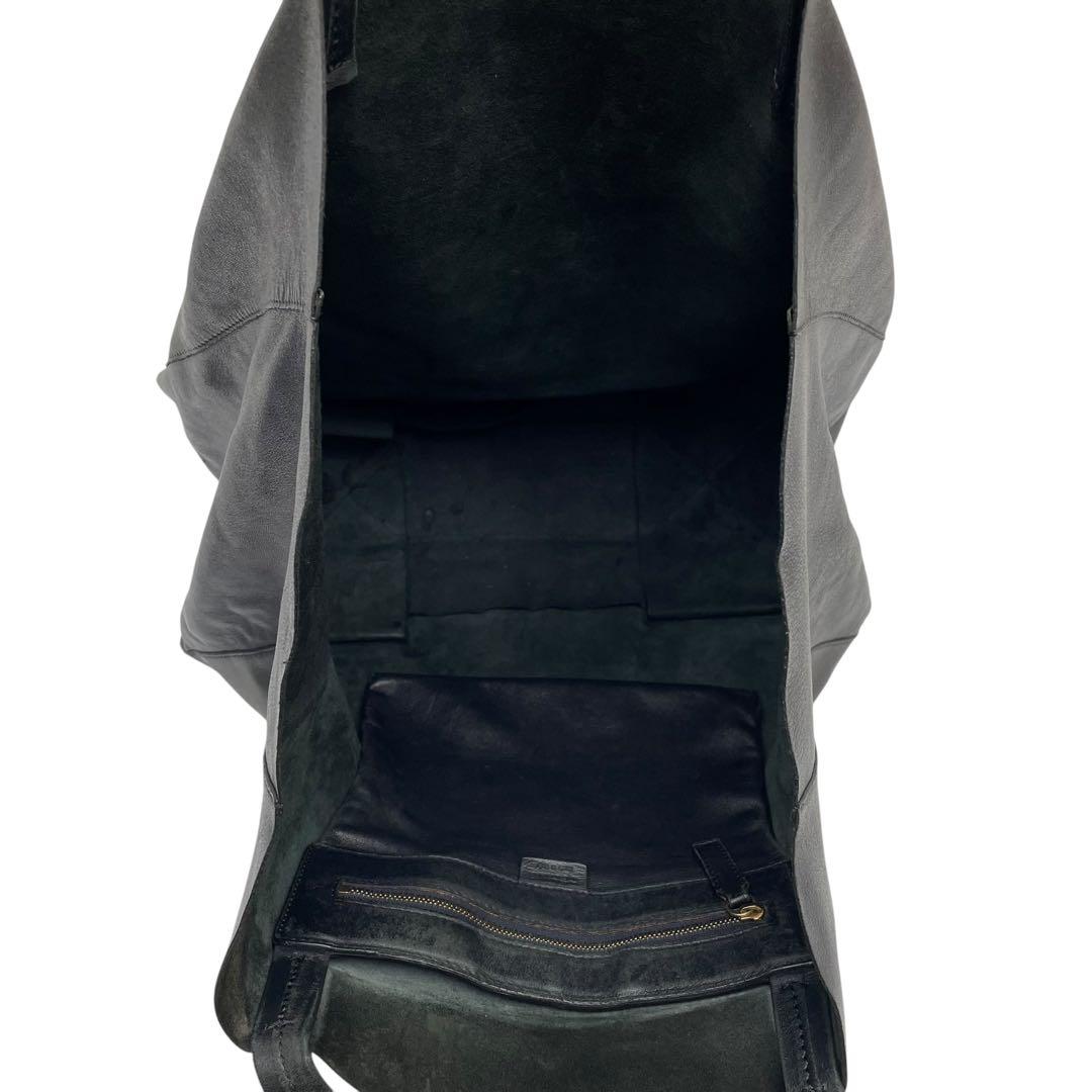 Celine Leather Horizontal Cabas Shoulder Tote Black — view 8