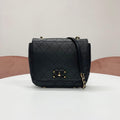 Chanel Quilted Turnlock CC Logo Lambskin Shoulder Bag