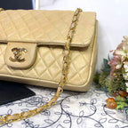 Chanel Vintage Turnlock Quilted Beige Shoulder — view 5
