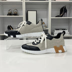 Hermes Bouncing Fabric Leather Sneakers Black Beige — view 2