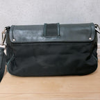 Prada Nylon Leather Double Pocket Shoulder Bag Black — view 3