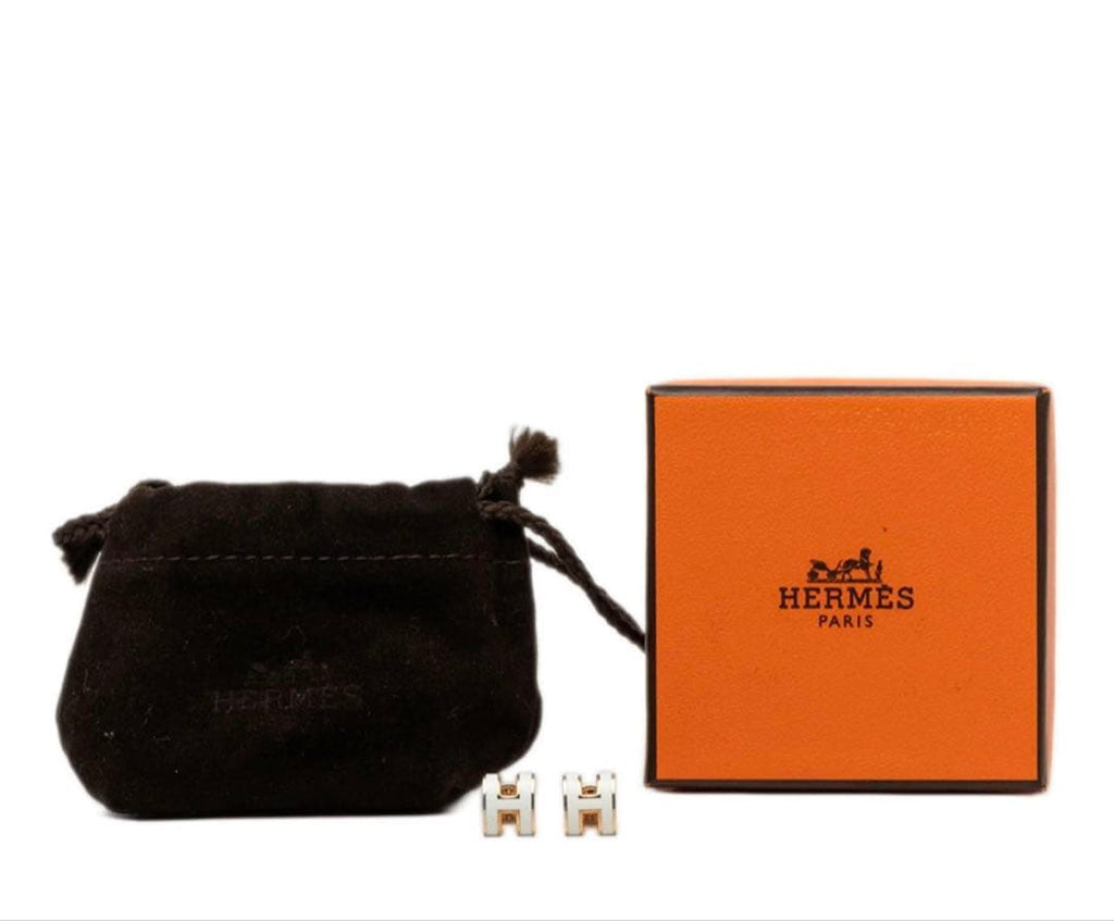 Hermes Pop Mini Pop Earrings Gold White — view 2