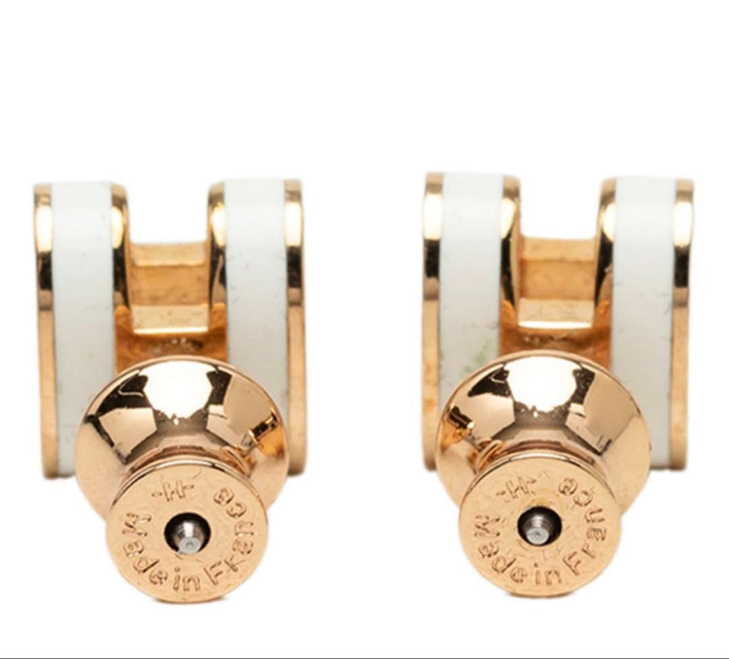 Hermes Pop Mini Pop Earrings Gold White — view 3