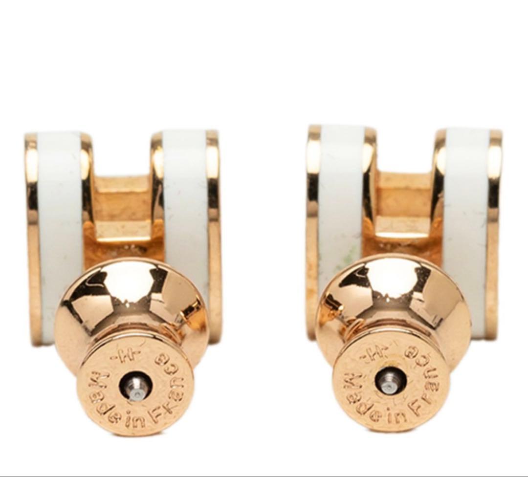 Hermes Pop Mini Pop Earrings Gold White — view 3