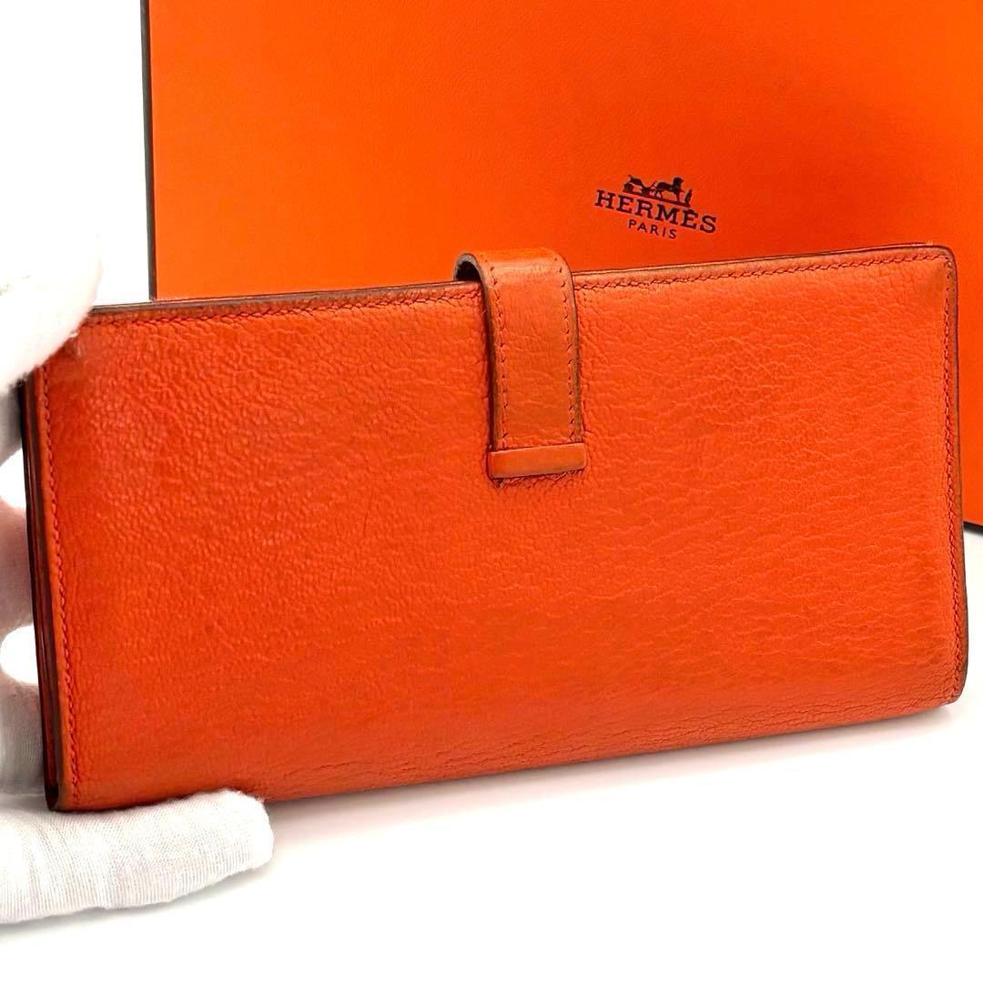 Hermes Wallet Chevre Misor Leather Orange Bearn Souffle — view 2