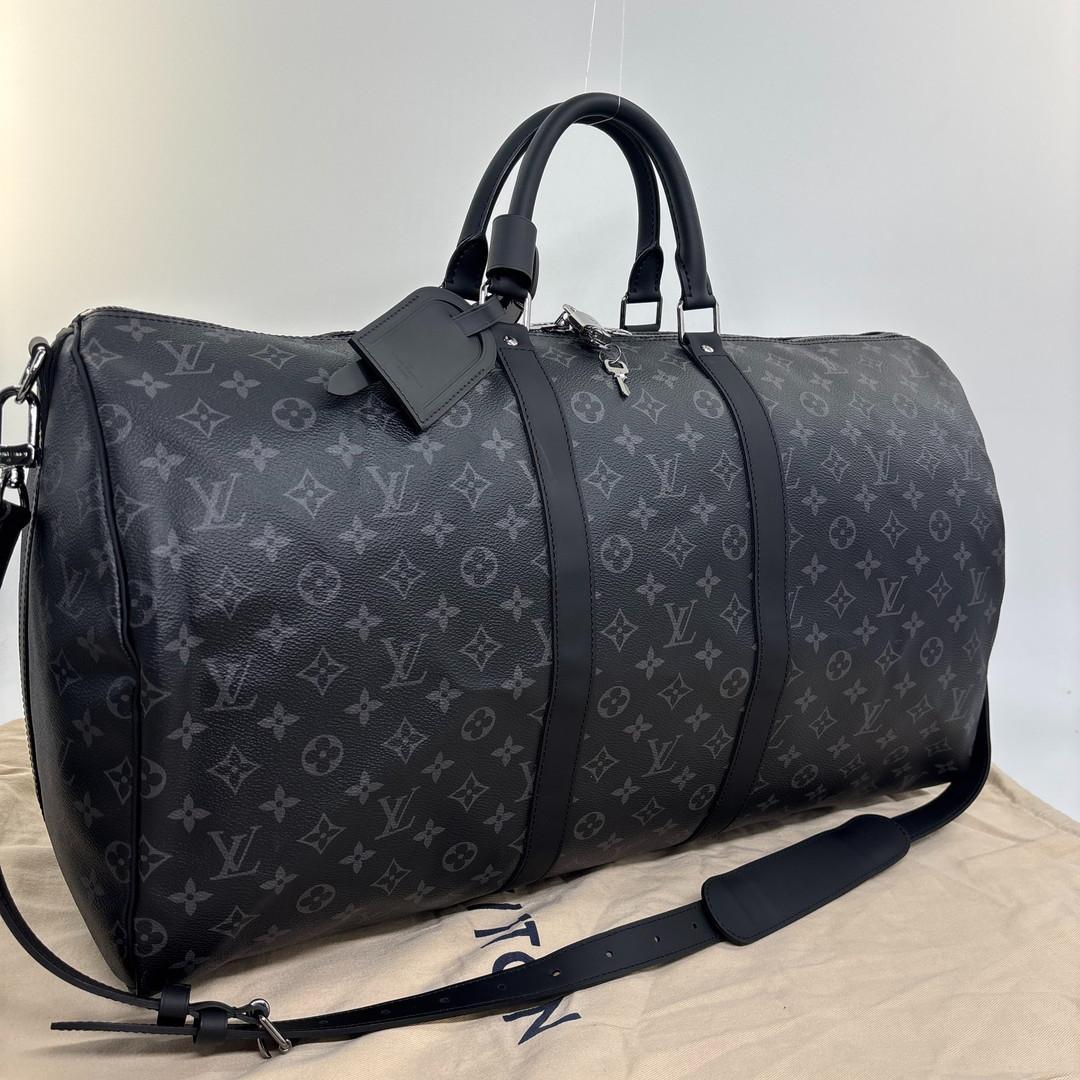 Louis Vuitton Monogram Eclipse Keepall 55 Boston Bag — view 3
