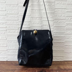 Celine Nylon Leather Shoulder Bag Gold Black — view 3
