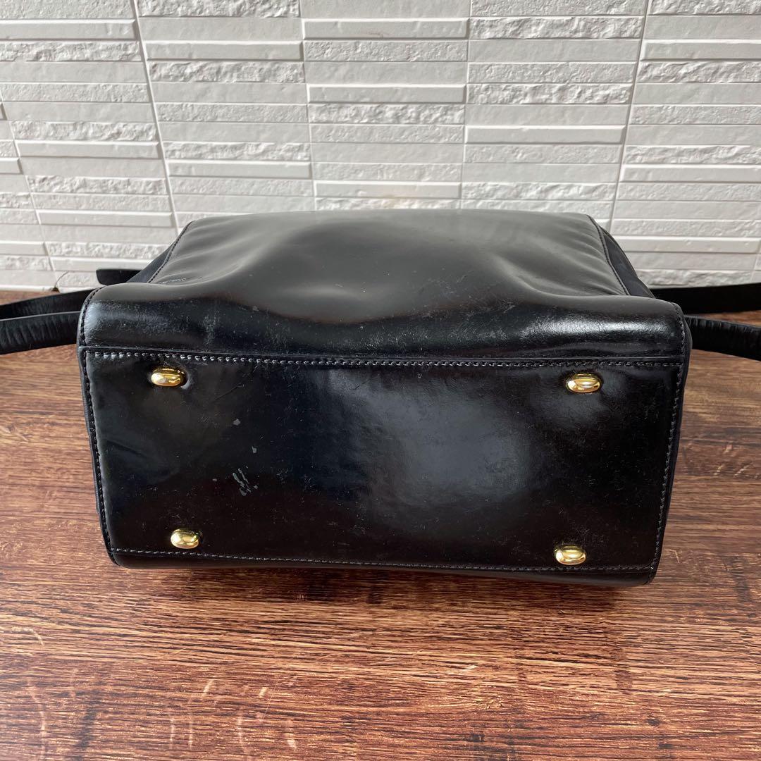 Celine Nylon Leather Shoulder Bag Gold Black — view 5