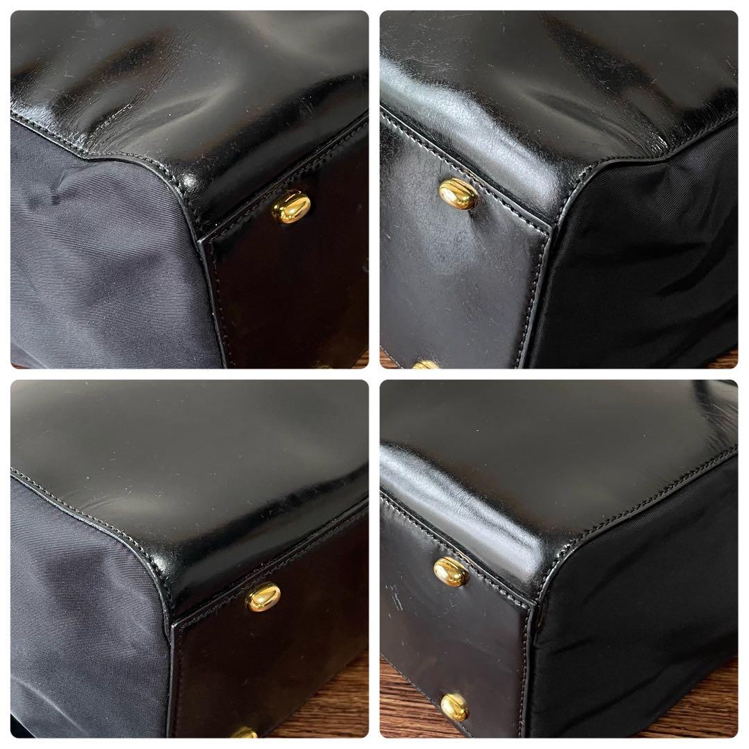 Celine Nylon Leather Shoulder Bag Gold Black — view 6
