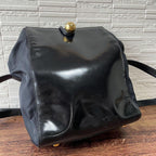 Celine Nylon Leather Shoulder Bag Gold Black — view 8