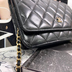 Chanel Chain Wallet Black Quilted Shoulder Bag — view 4