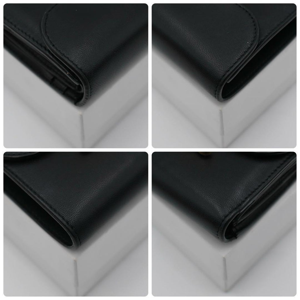 Celine Triomphe Trifold Wallet Calfskin Black Gold — view 9