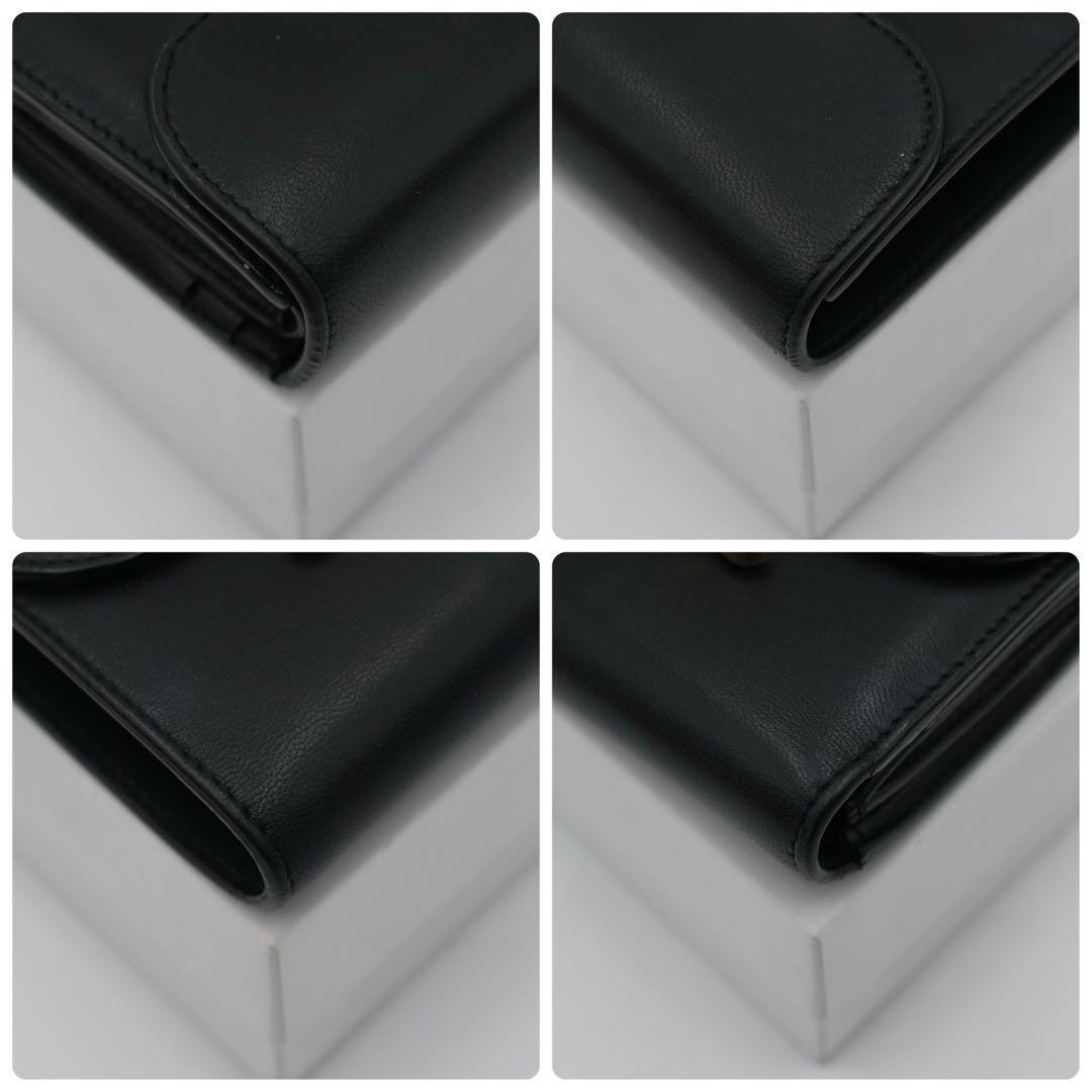 Celine Triomphe Trifold Wallet Calfskin Black Gold — view 9