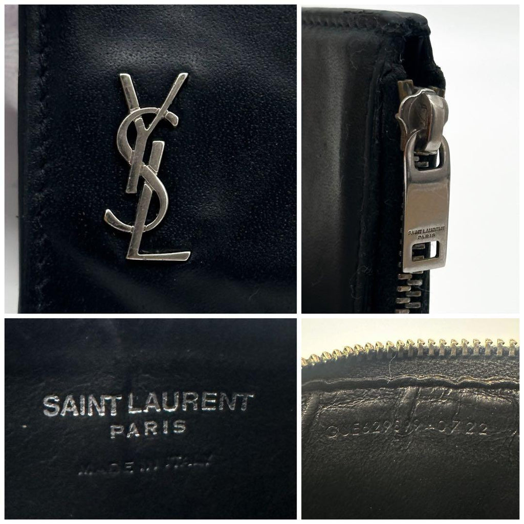 Saint Laurent Cassandra Fragment Case Black Leather Coin — view 7