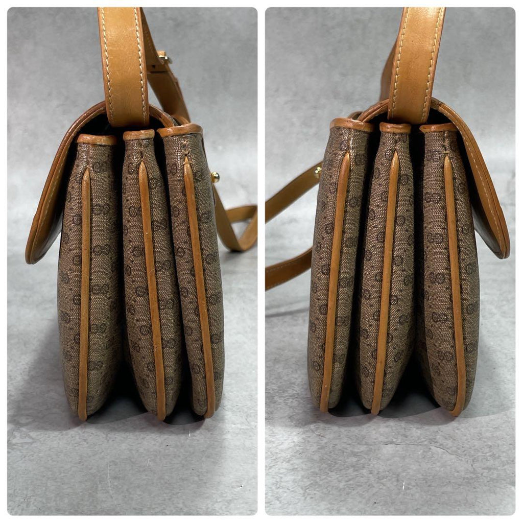 Gucci GG Shoulder Bag Brown Beige Leather Logo — view 7