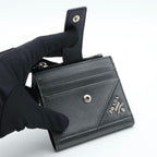 Prada Metal Logo Bifold Wallet Metallic Gray Black — view 2