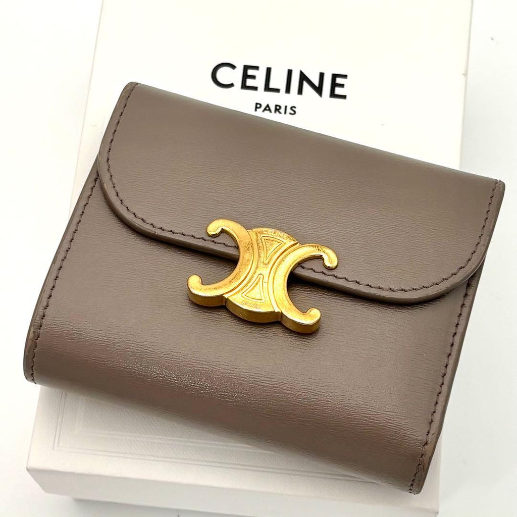 Celine Wallet Small Flap Triomphe Gray