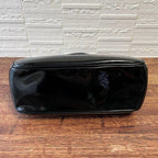 Prada Enamel Patent Leather Hand Bag Kiss Lock Black — view 3