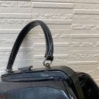 Prada Enamel Patent Leather Hand Bag Kiss Lock Black — view 6