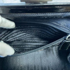 Prada Enamel Patent Leather Hand Bag Kiss Lock Black — view 8