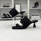 Hermes Gioia Suede Mesh Sandals Black — view 2