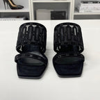 Hermes Gioia Suede Mesh Sandals Black — view 4