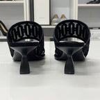 Hermes Gioia Suede Mesh Sandals Black — view 6