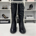 Chanel CC Logo Quilted Leather Wrinkled Long Boots — view 4