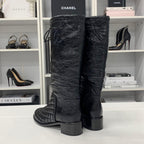 Chanel CC Logo Quilted Leather Wrinkled Long Boots — view 5