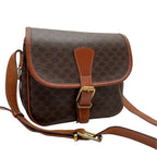 Celine Macadam Triomphe Leather Shoulder Bag Brown